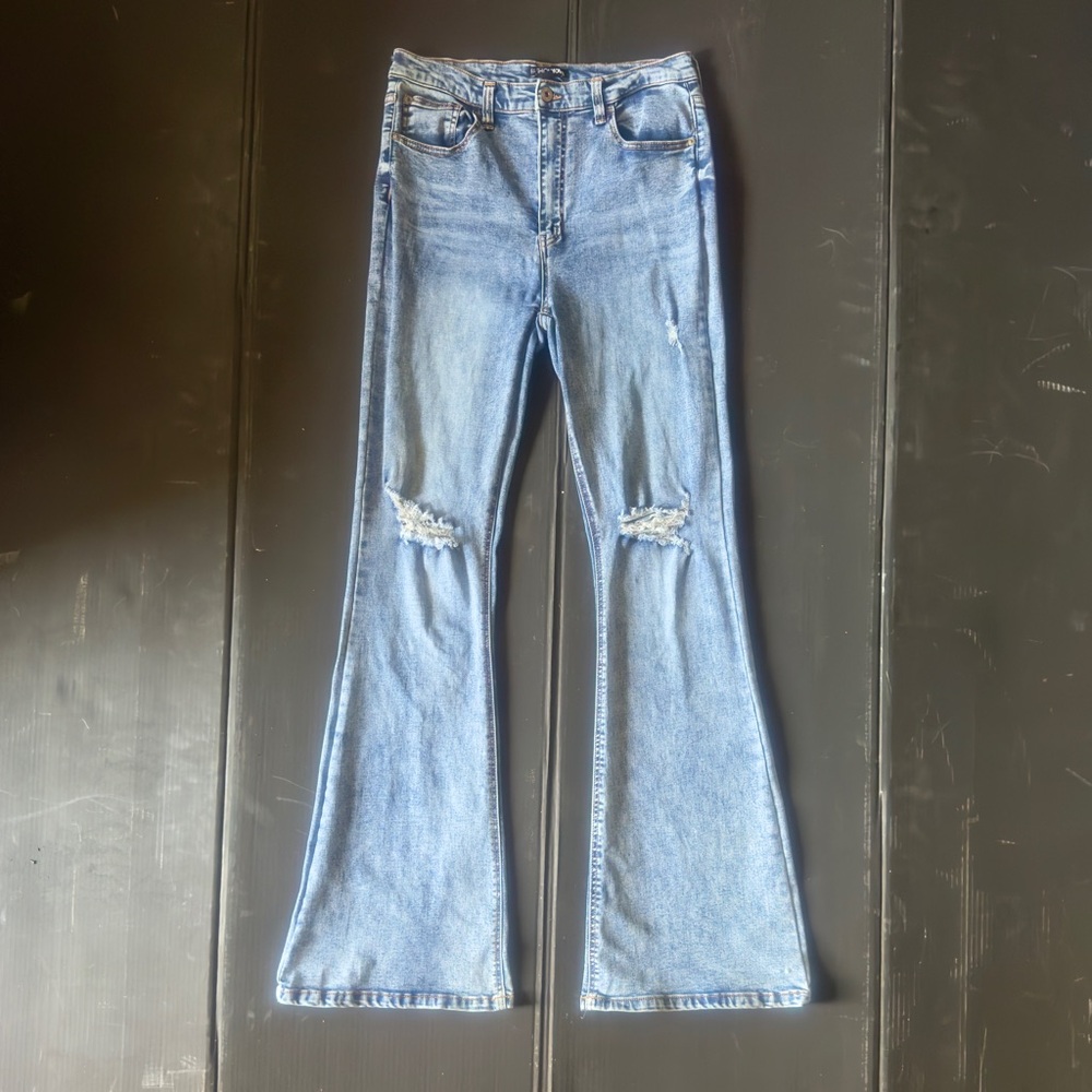 Fashion Nova Blue Flare Wide Leg Jeans